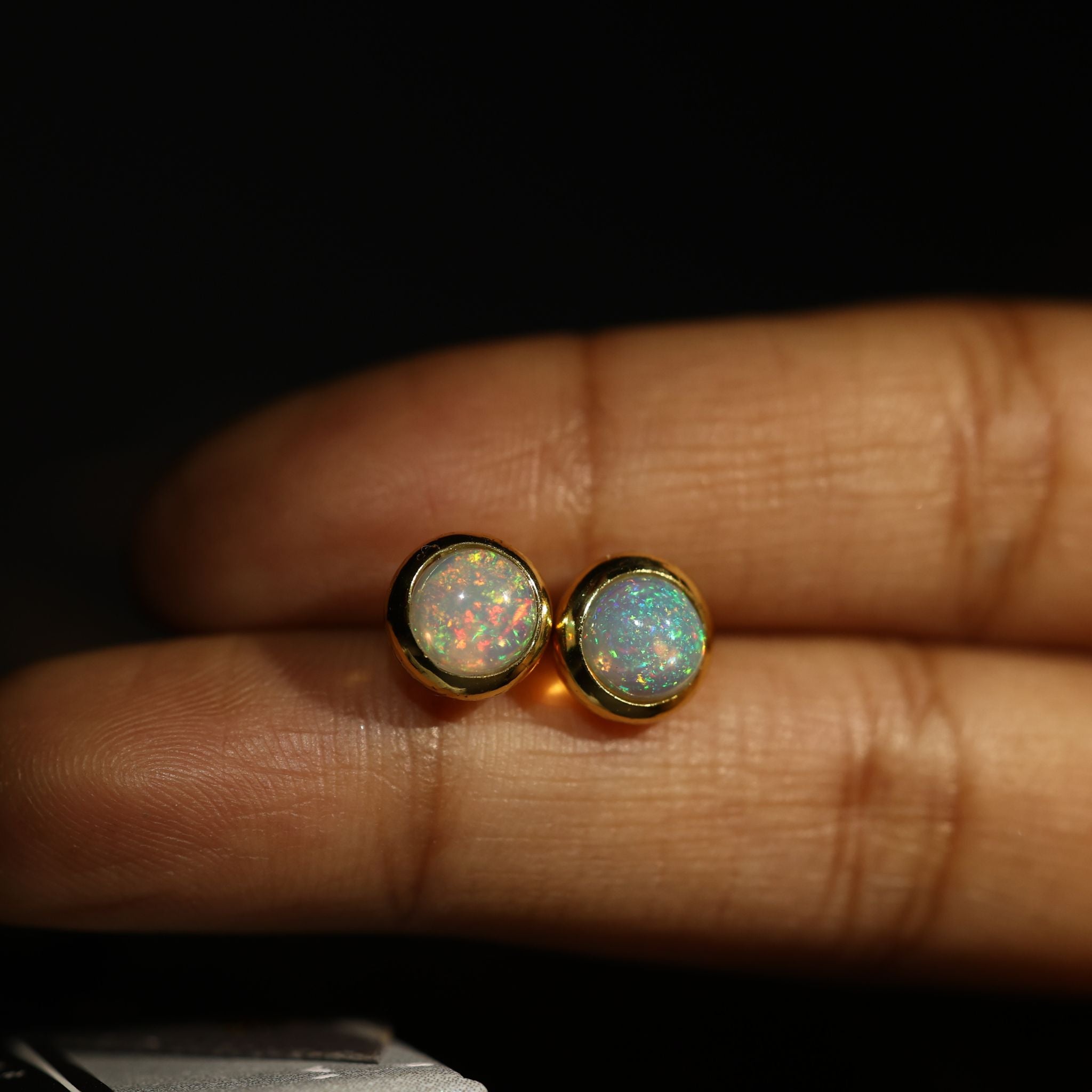 Natural Fire Opal Studs