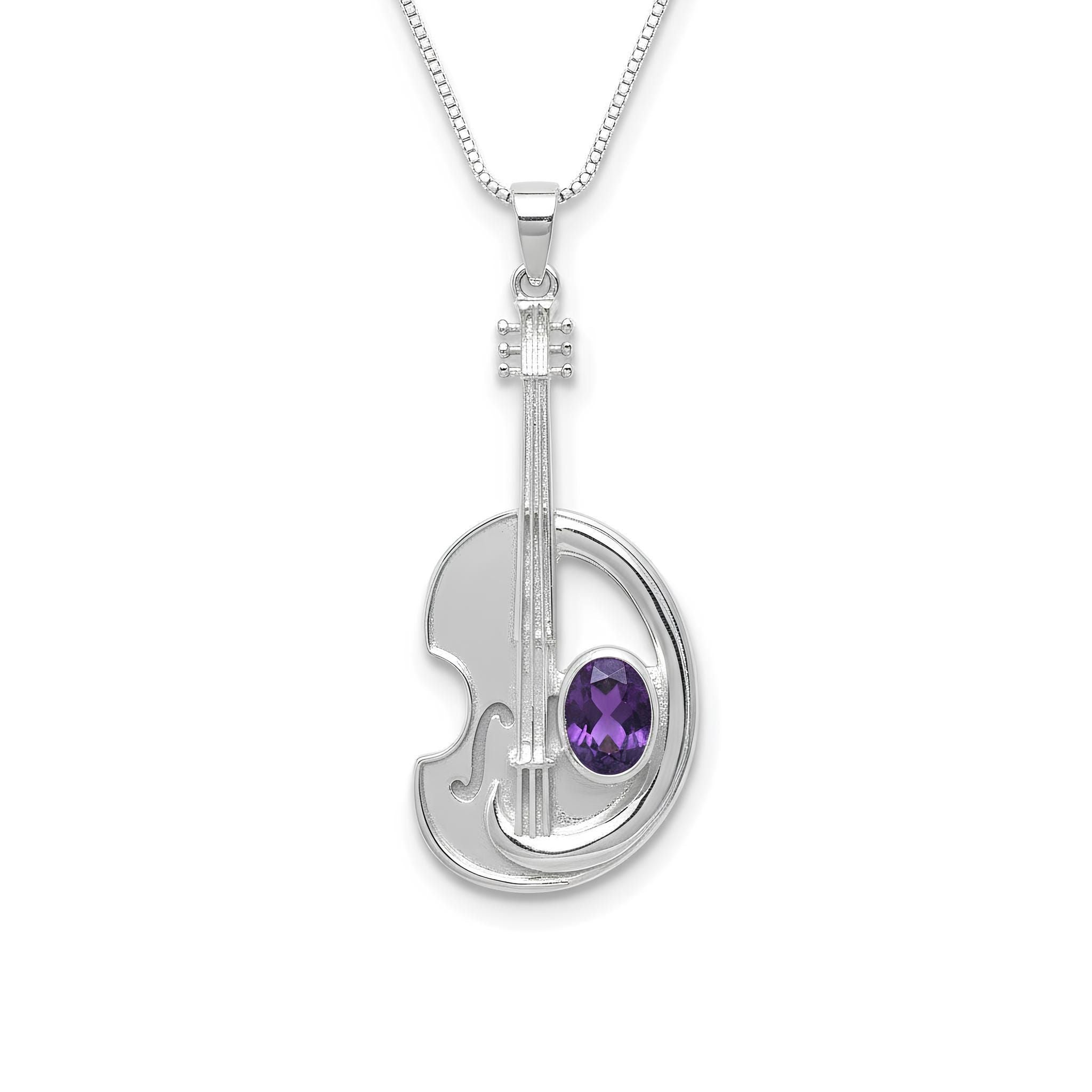 Silver Violin Bracelet with Amethyst and Citrine Stone