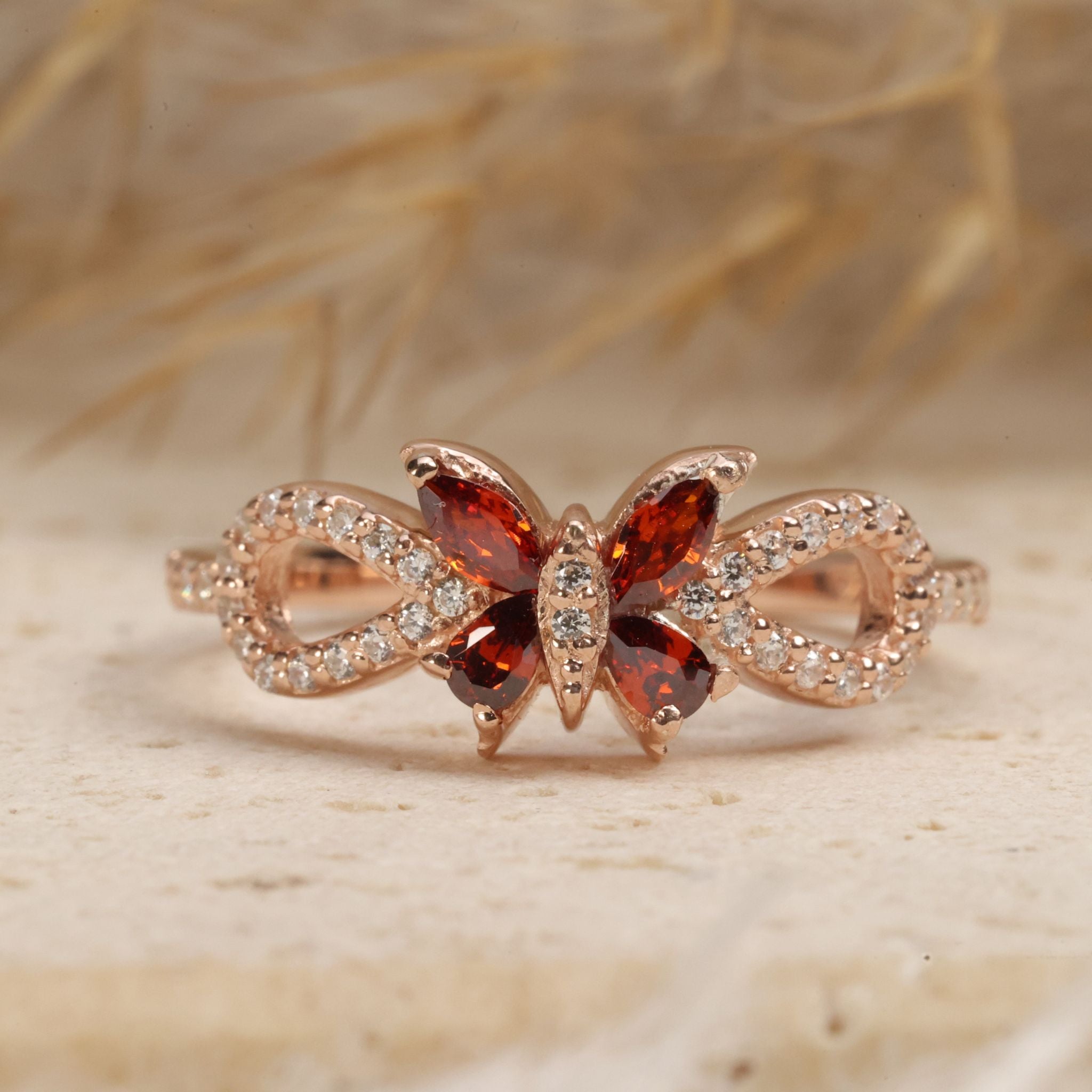 Butterfly CZ Sterling Silver Ring