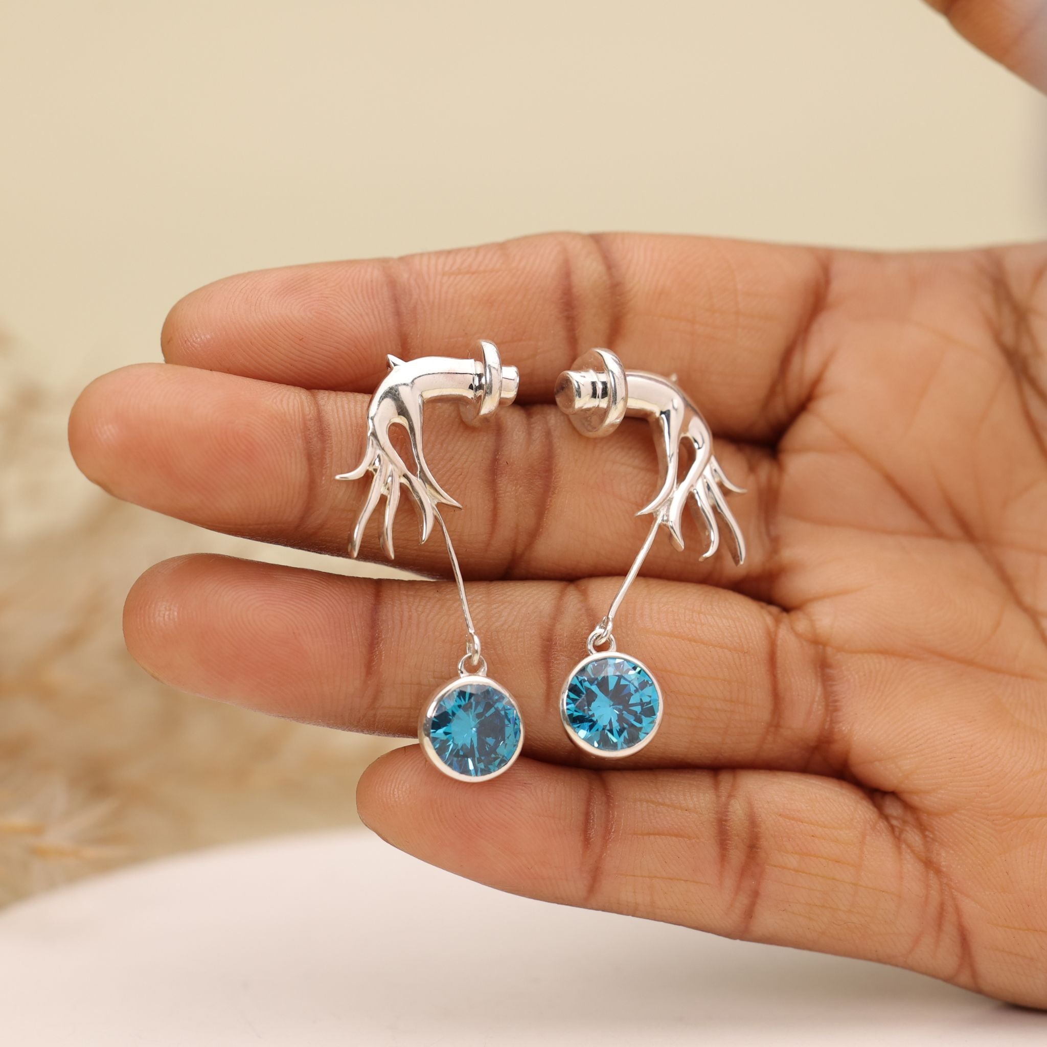 Witch Hand Silver Earrings