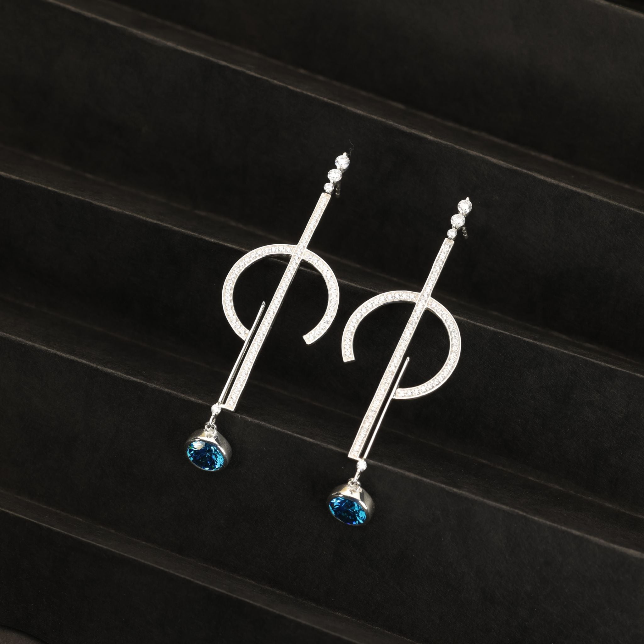 Swiss Blue Topaz Dangle Drop Earrings