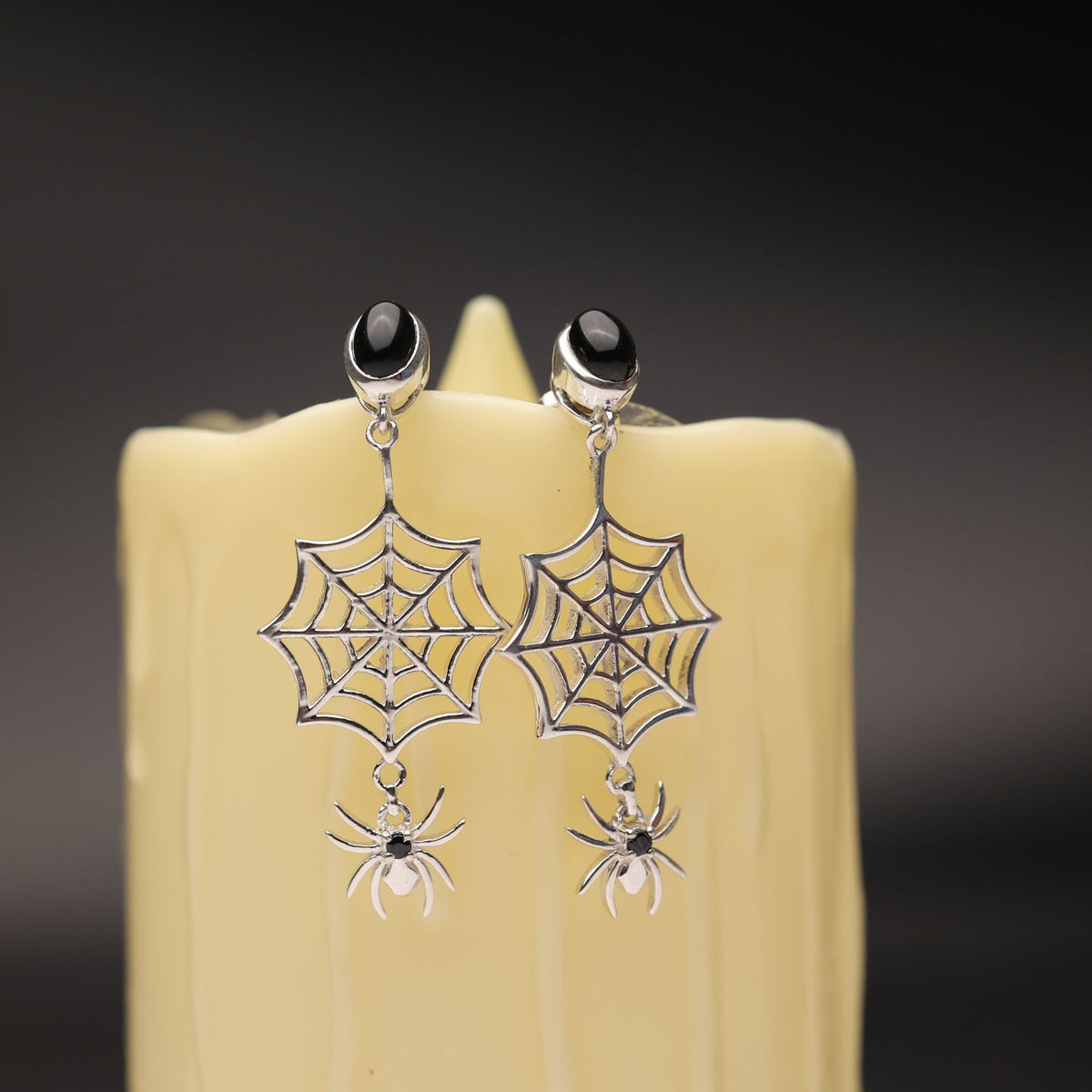 Spider Web Dangle Drop Earrings