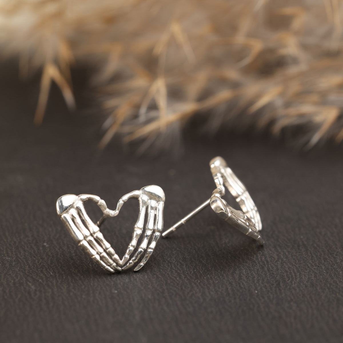 Skeleton Heart Studs