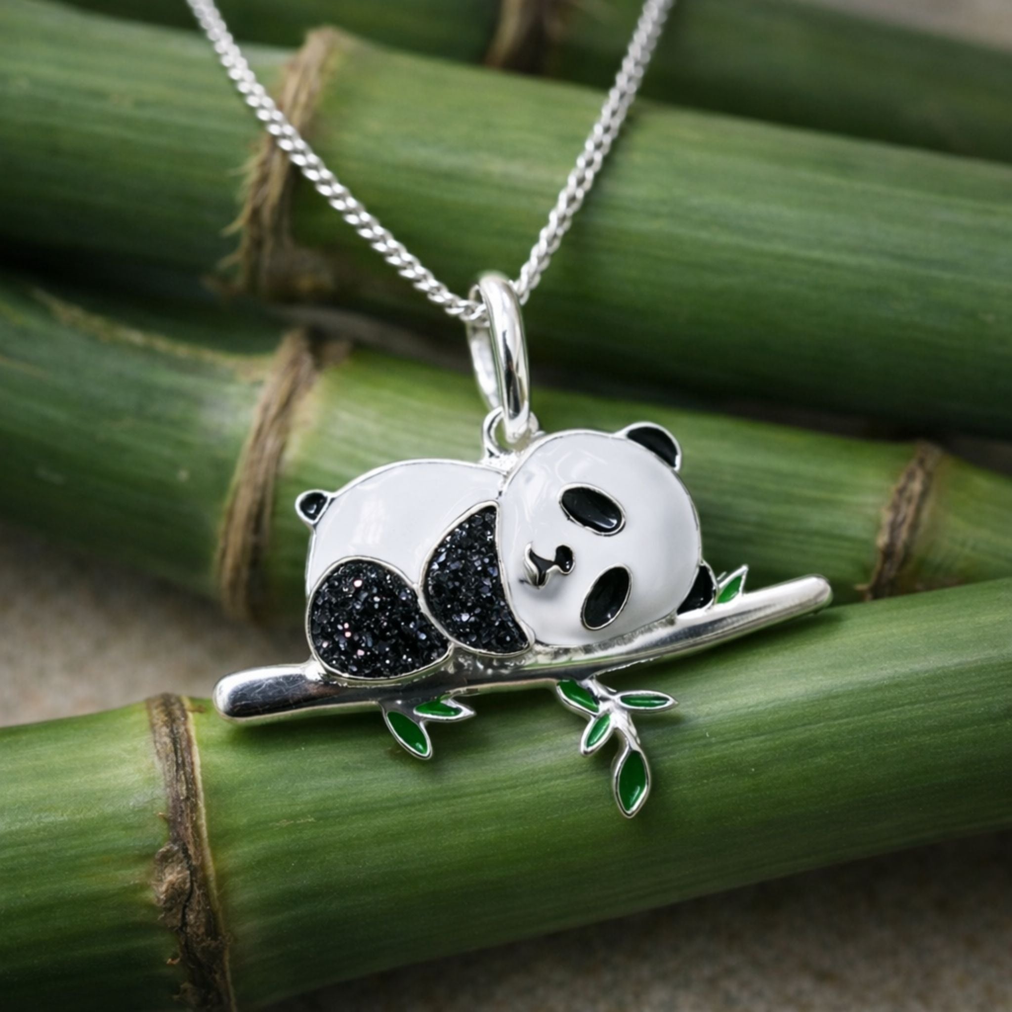 Panda Druzy Sterling Silver Pendant