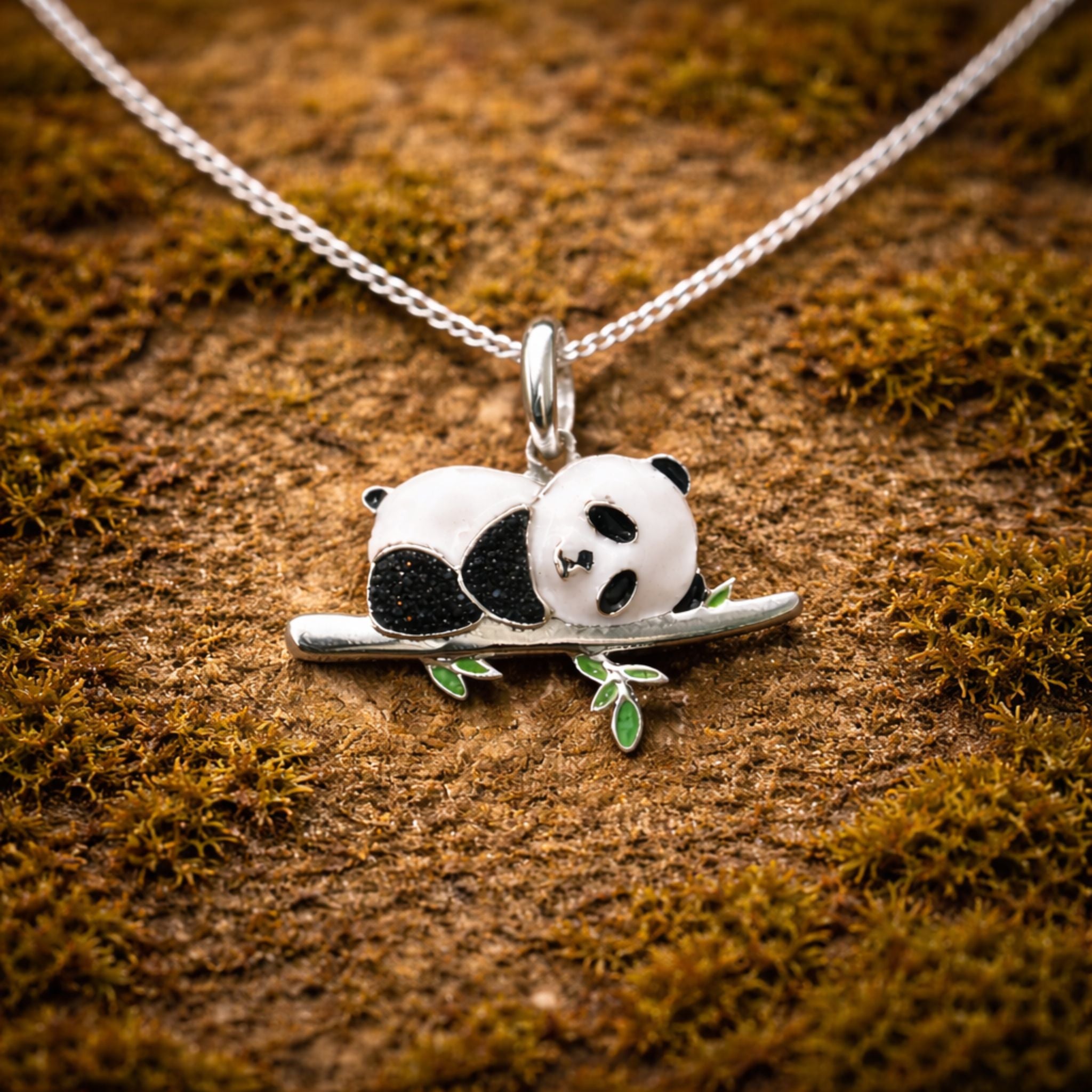 Panda Druzy Sterling Silver Pendant