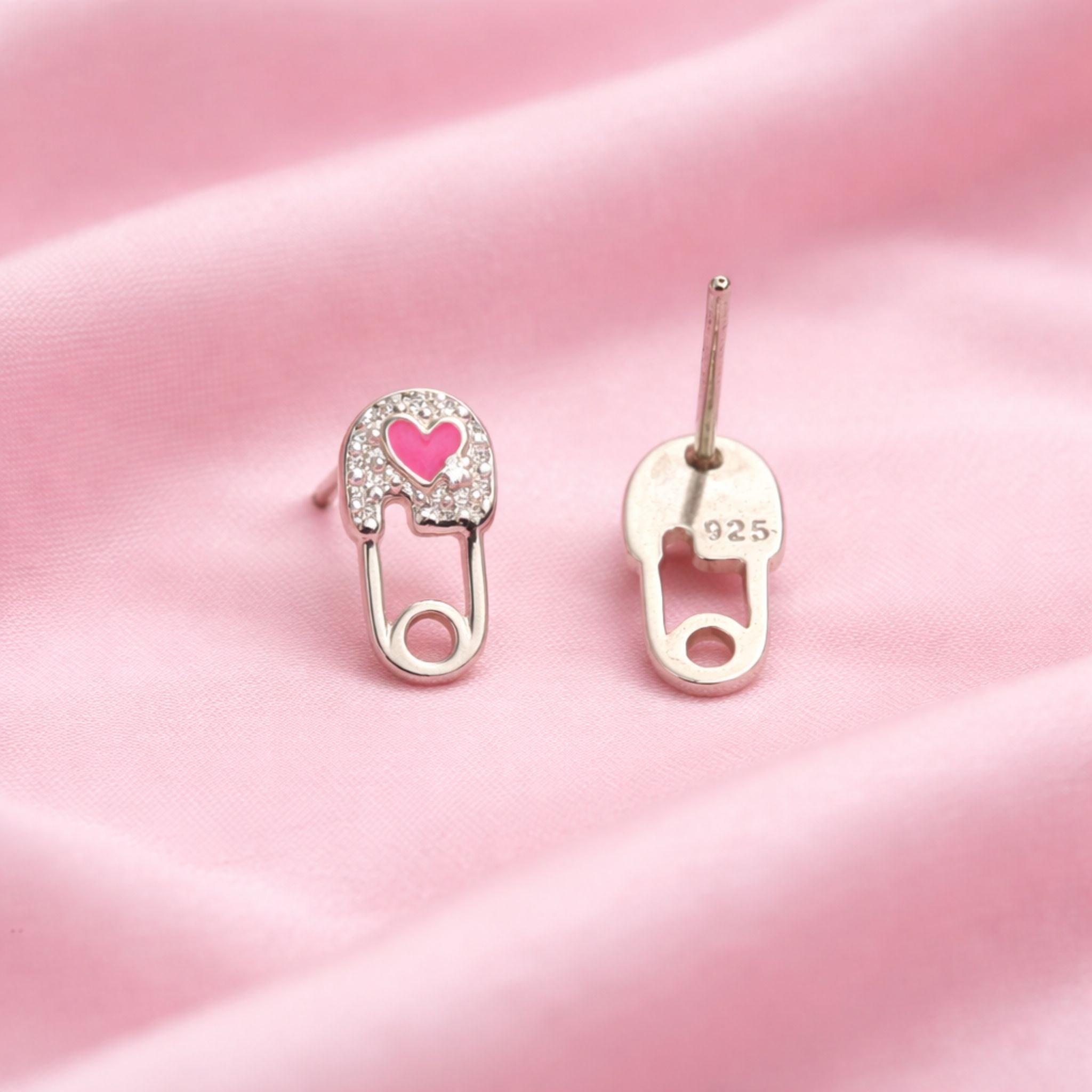 Safety Pin Enamel Stud Earrings
