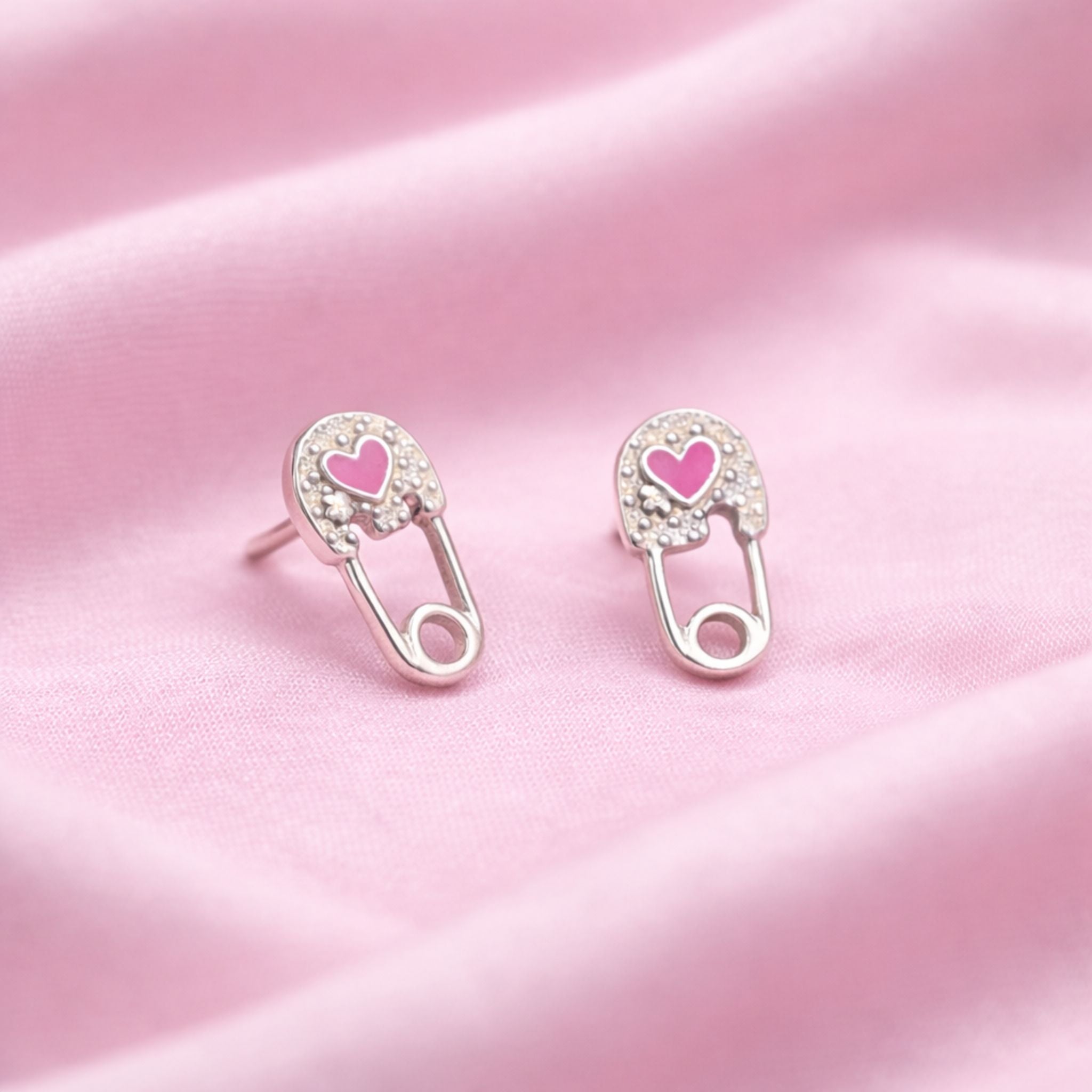 Safety Pin Enamel Stud Earrings