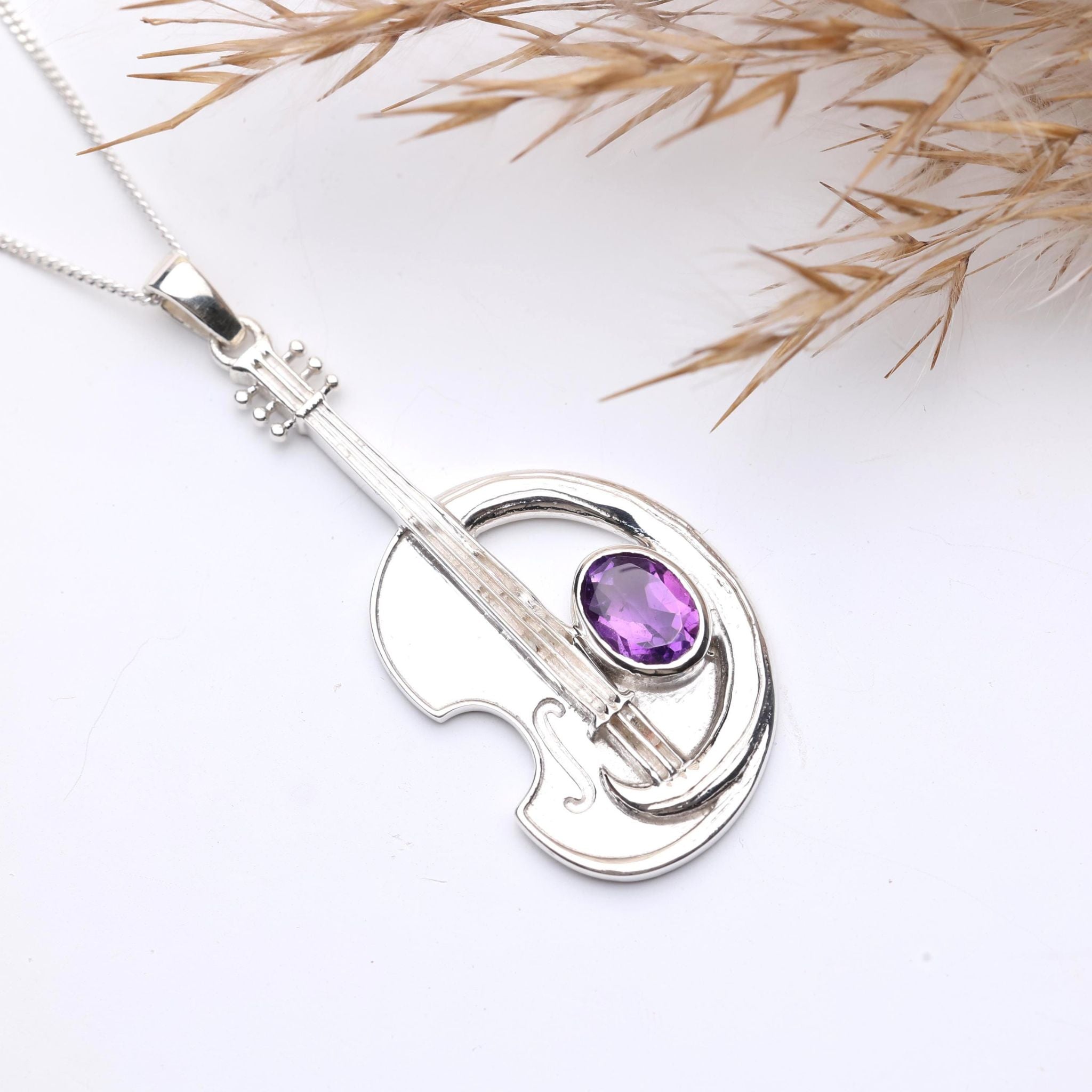 Violin Silver Pendant