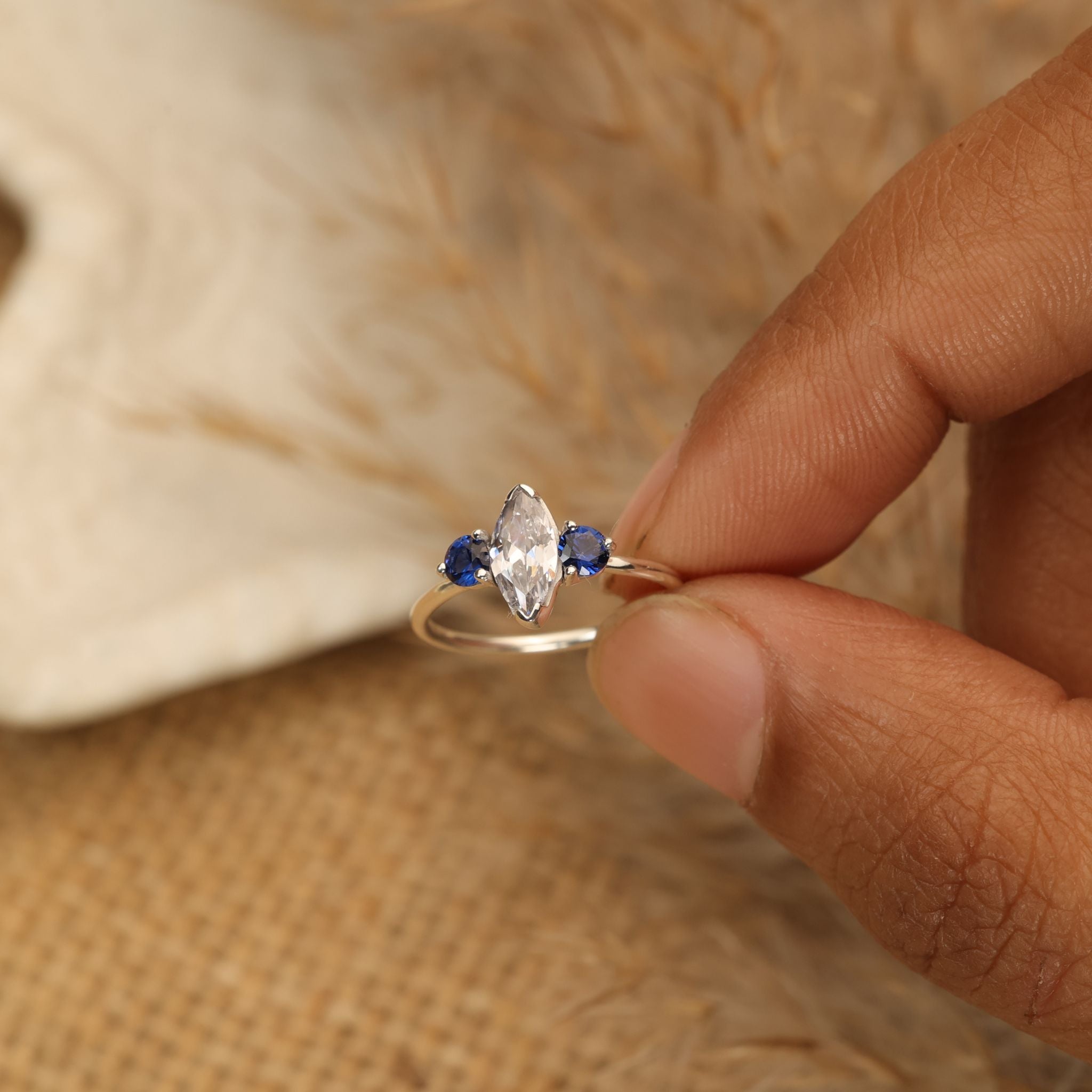 CZ Sapphire Sterling Silver Ring