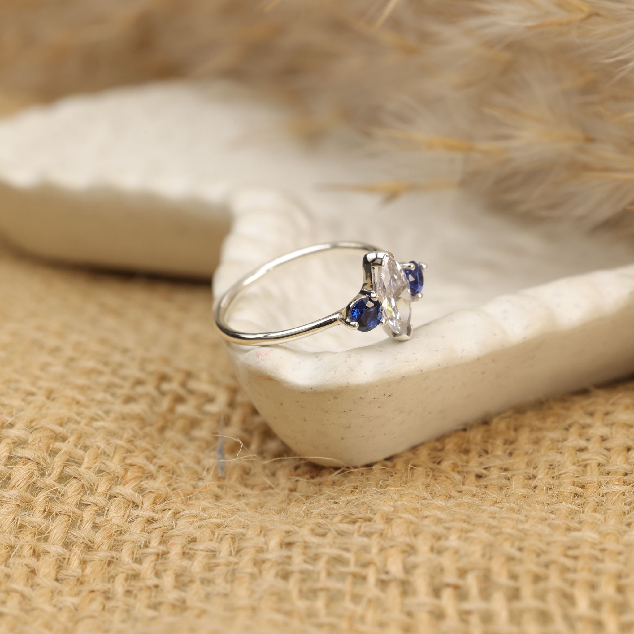 CZ Sapphire Sterling Silver Ring