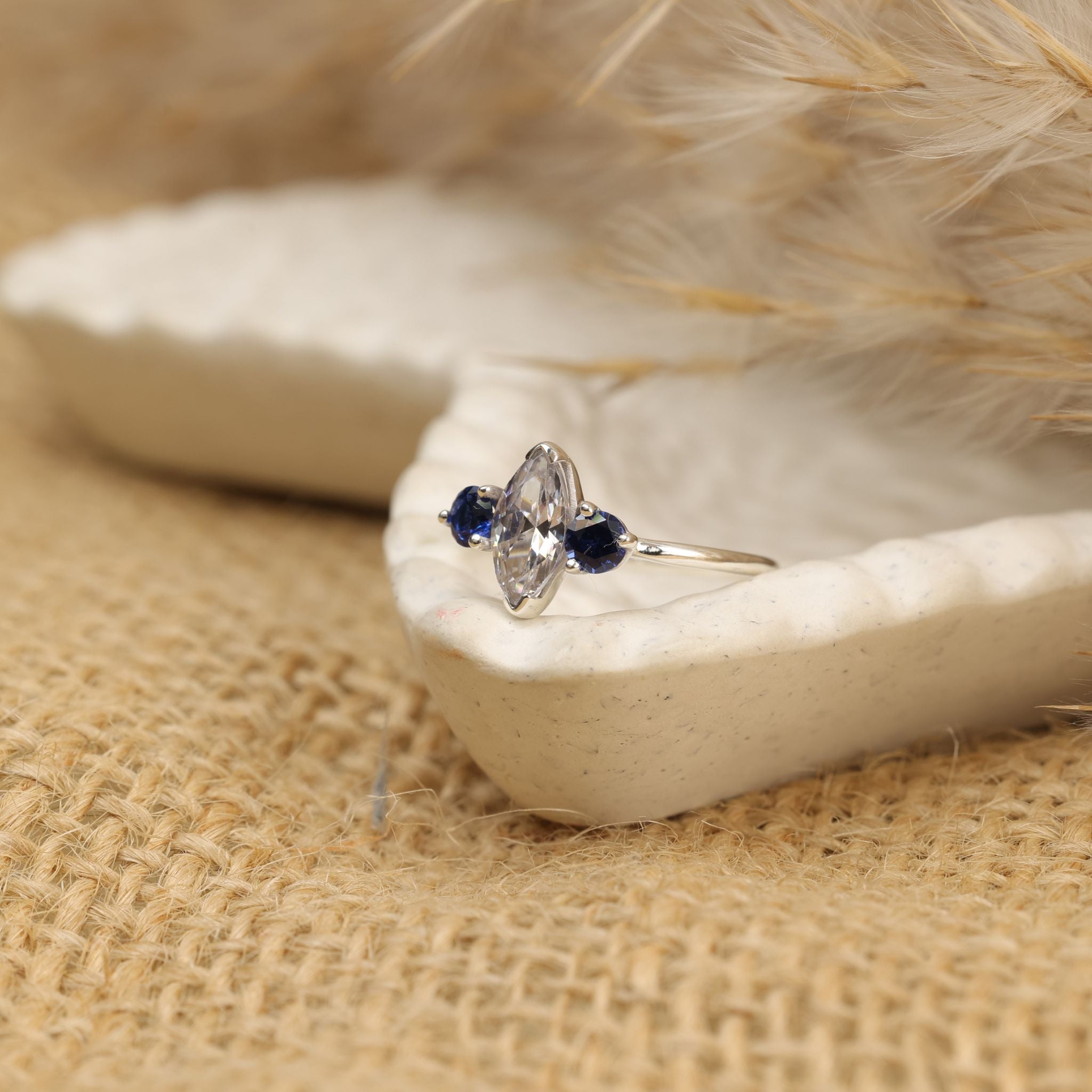 CZ Sapphire Sterling Silver Ring