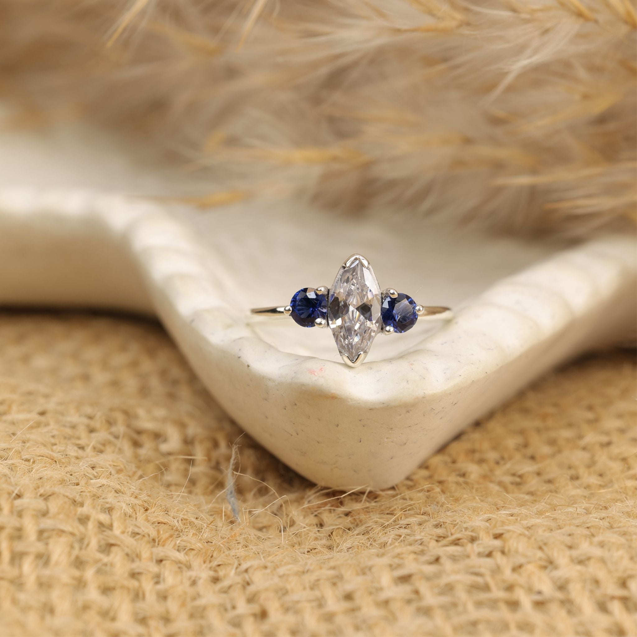 CZ Sapphire Sterling Silver Ring