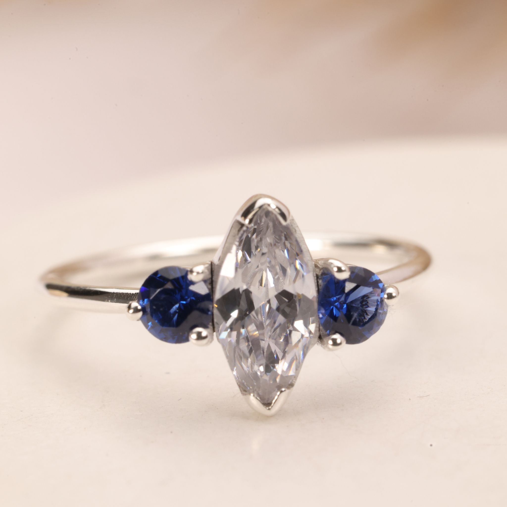 CZ Sapphire Sterling Silver Ring