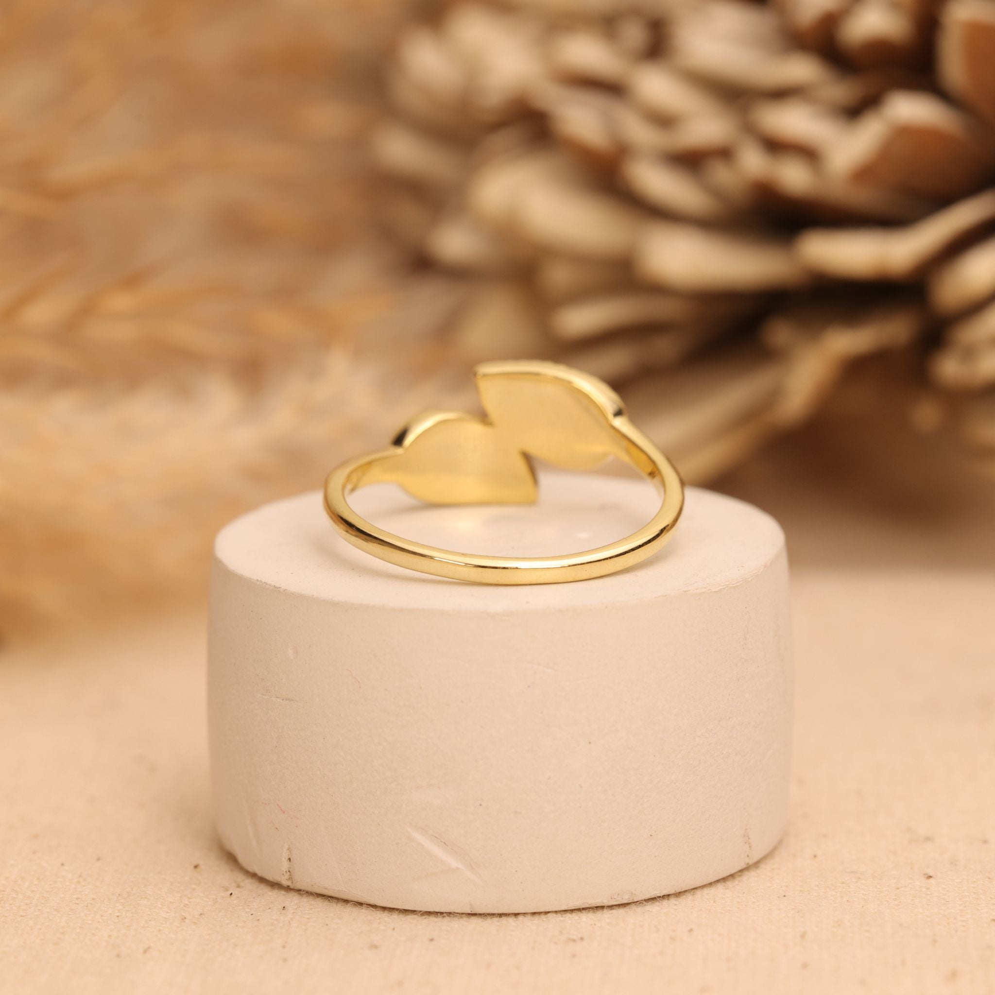 Textured Leaf Silver Ring