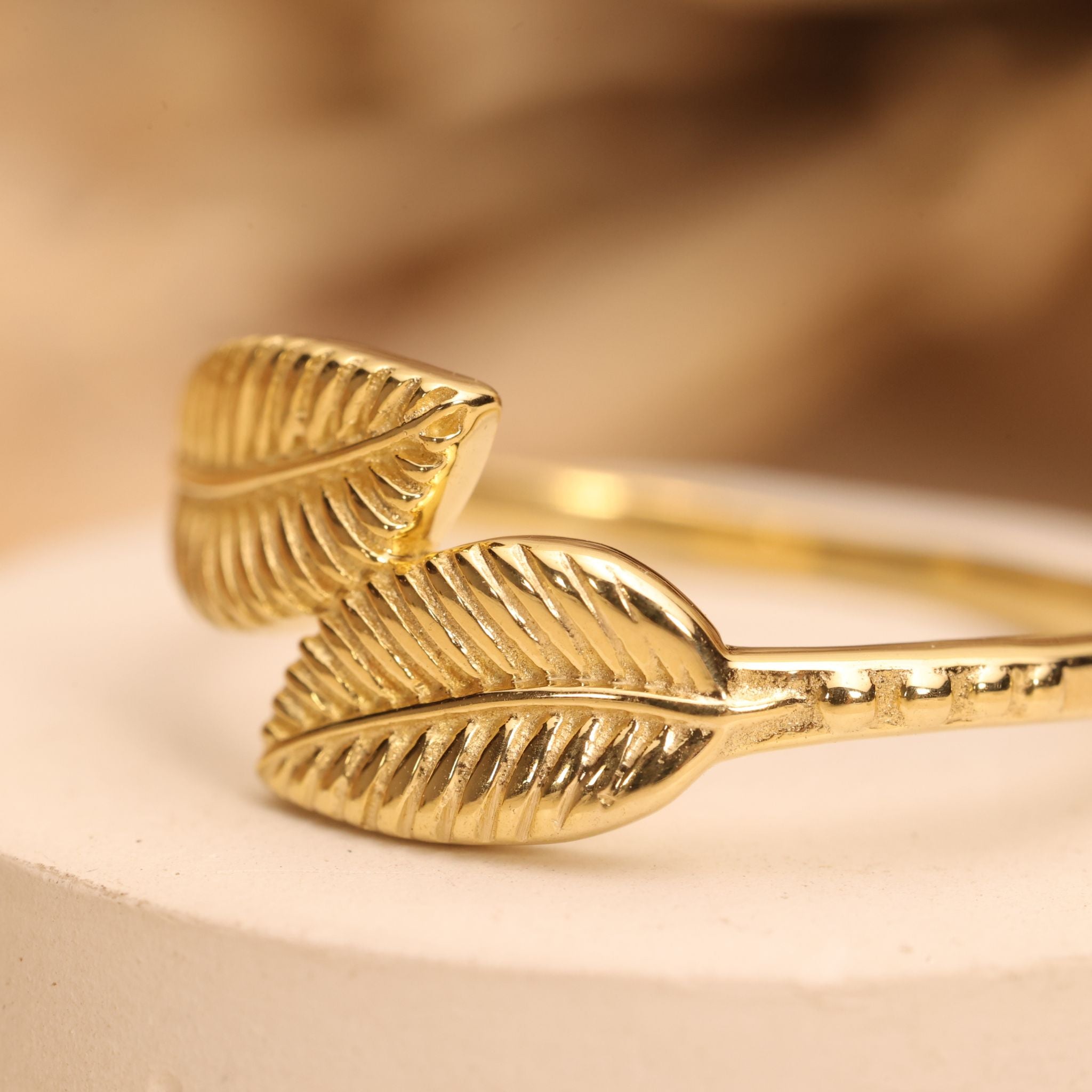 Textured Leaf Silver Ring