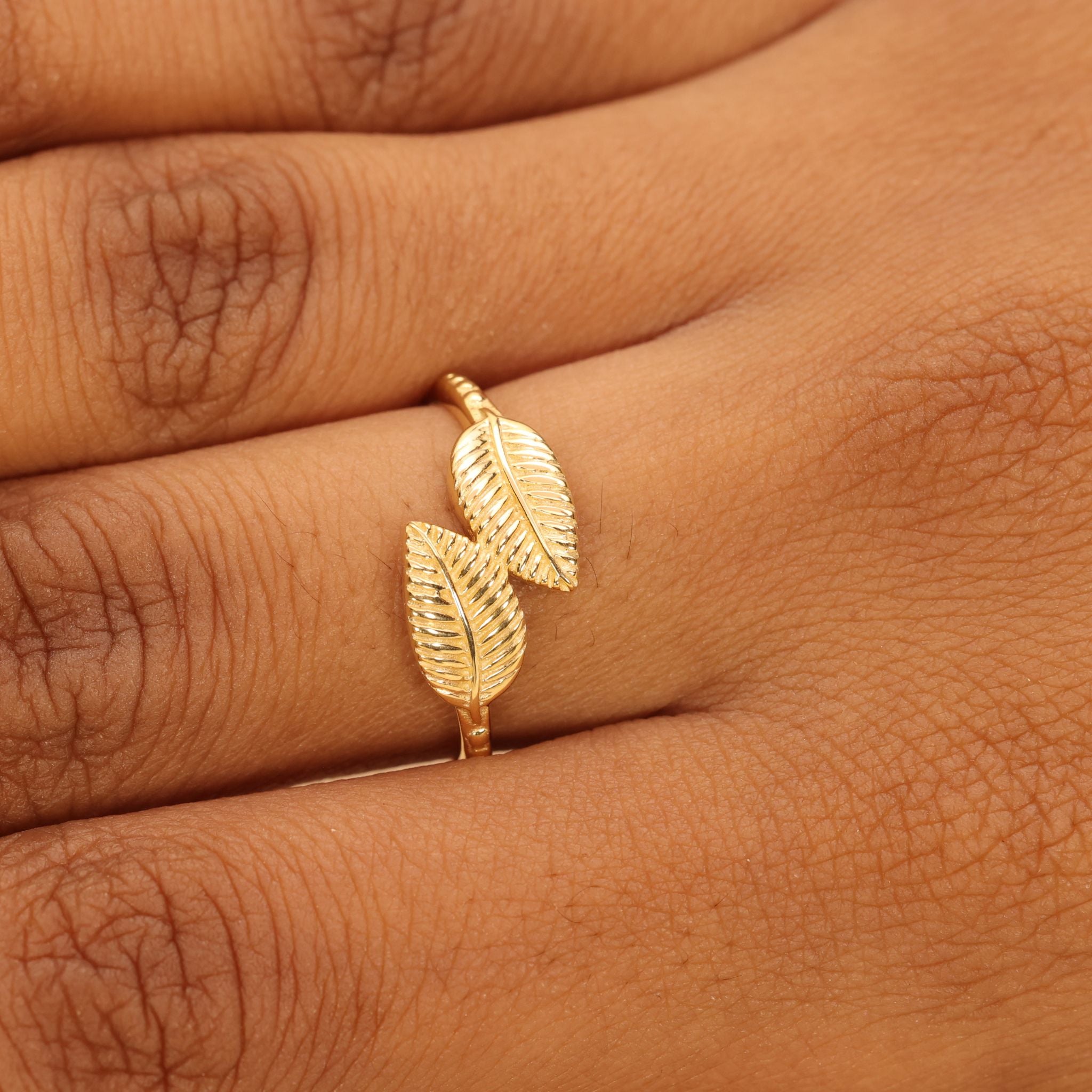 Textured Leaf Silver Ring