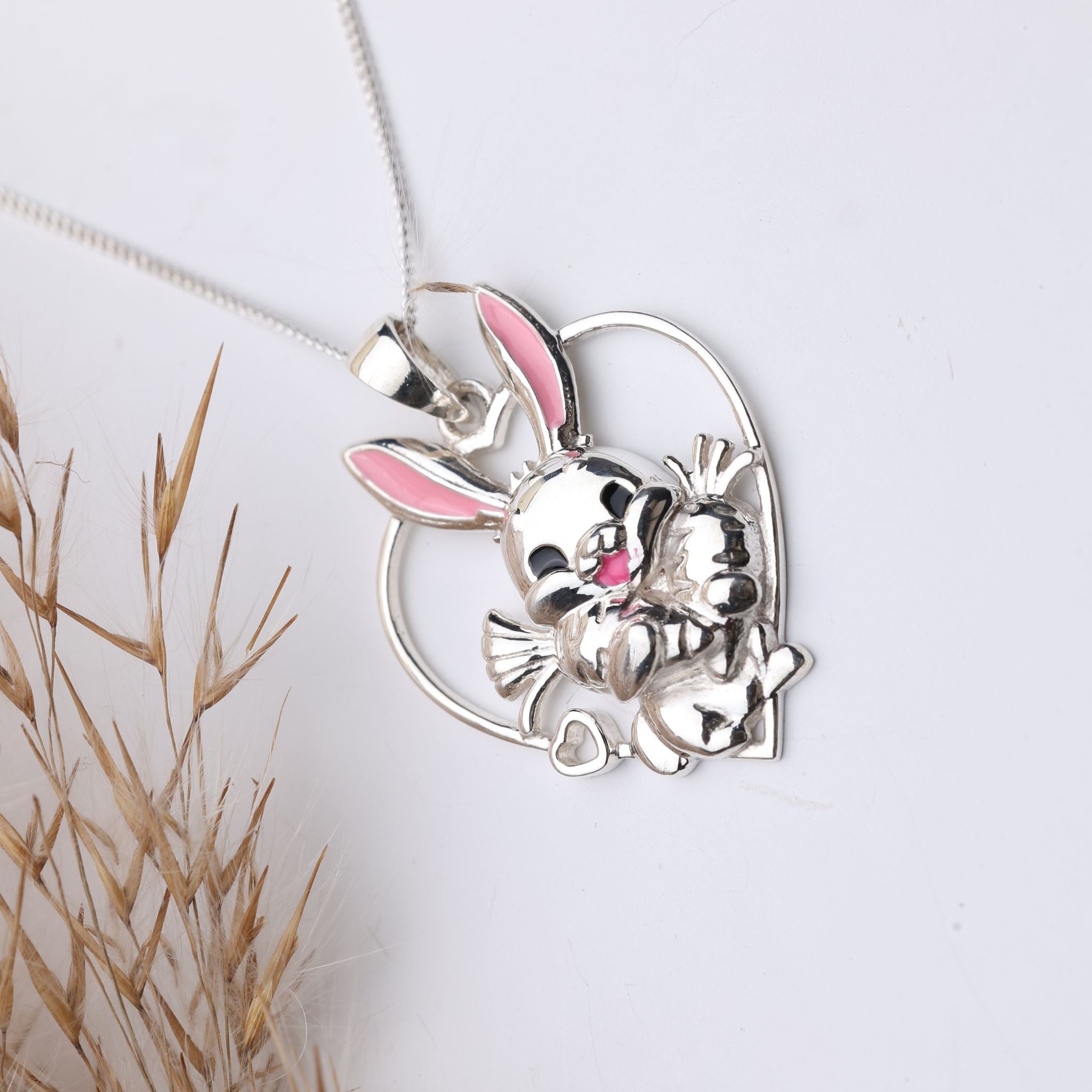 Bunny Rabbit Heart Pendant