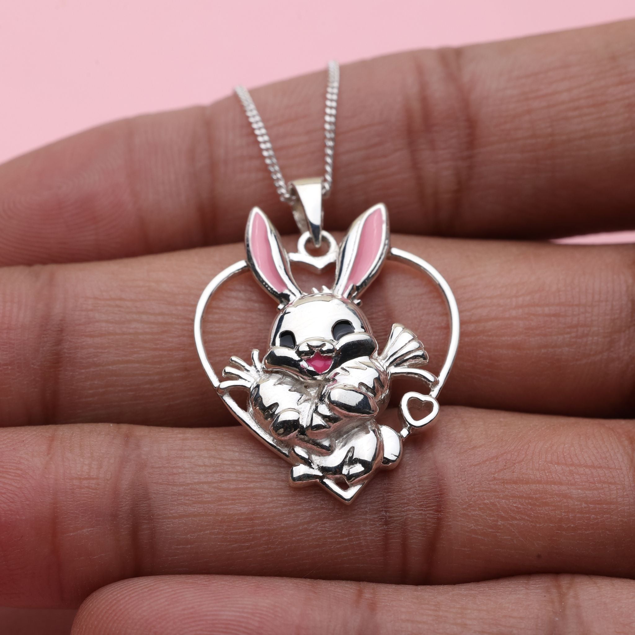 Bunny Rabbit Heart Pendant