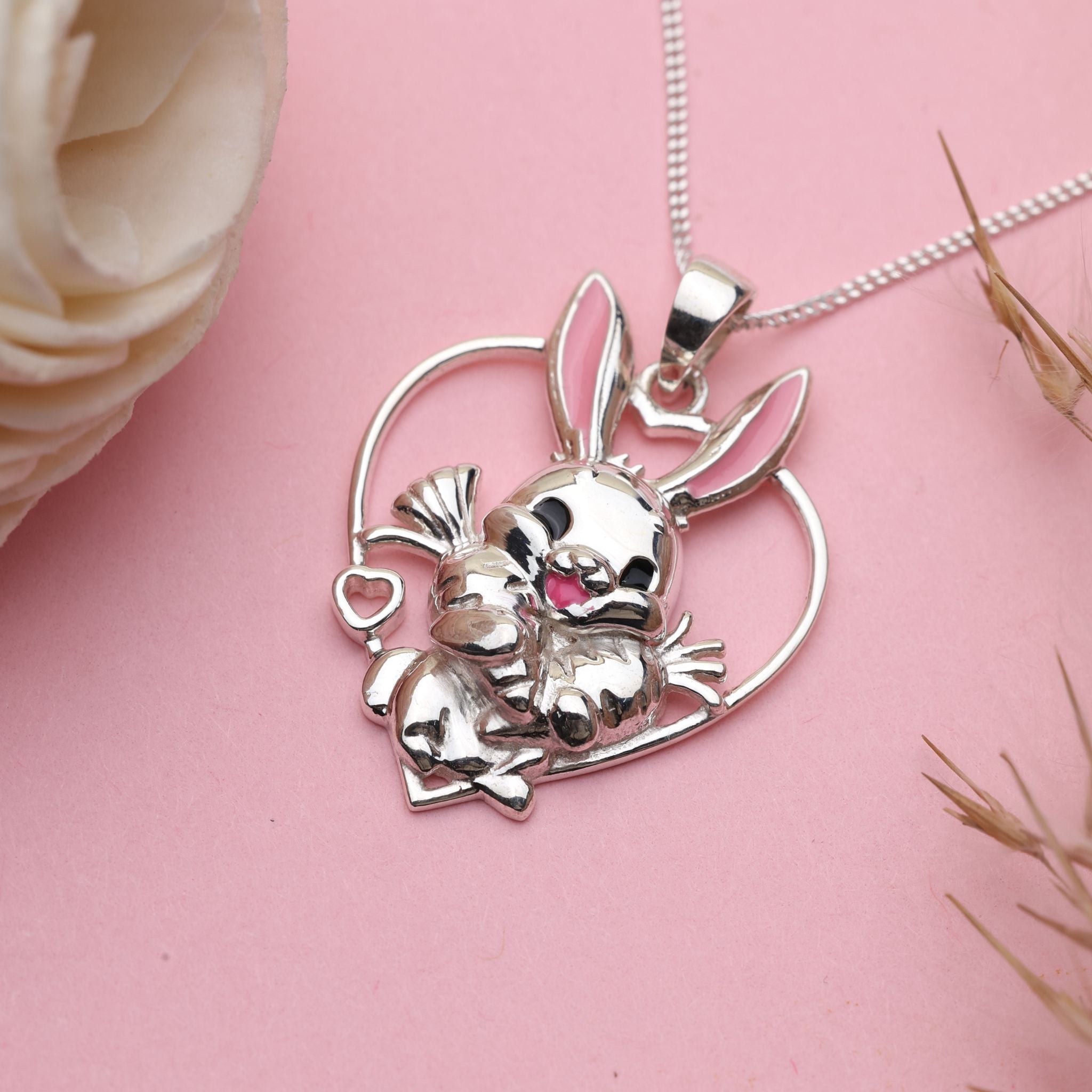 Bunny Rabbit Heart Pendant