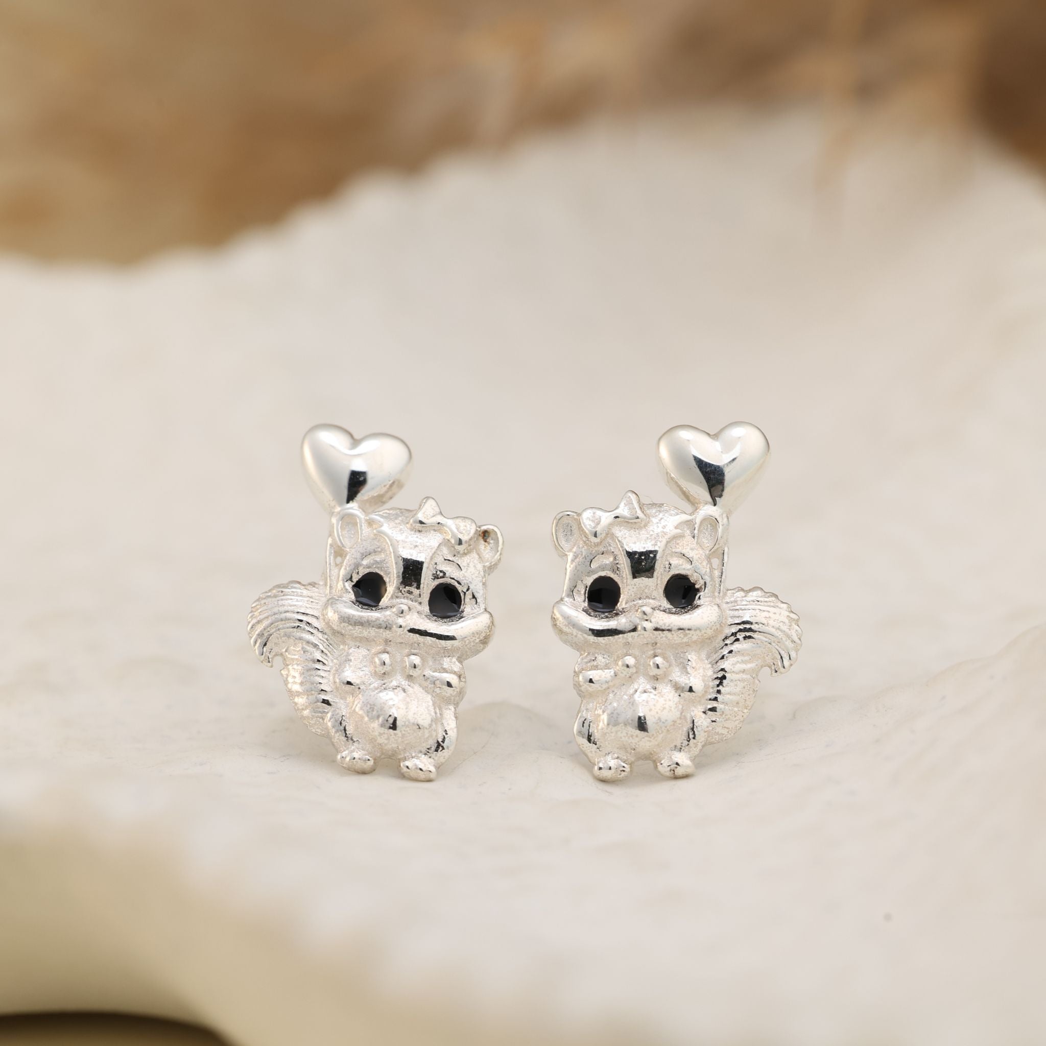 Squirrel Heart Studs