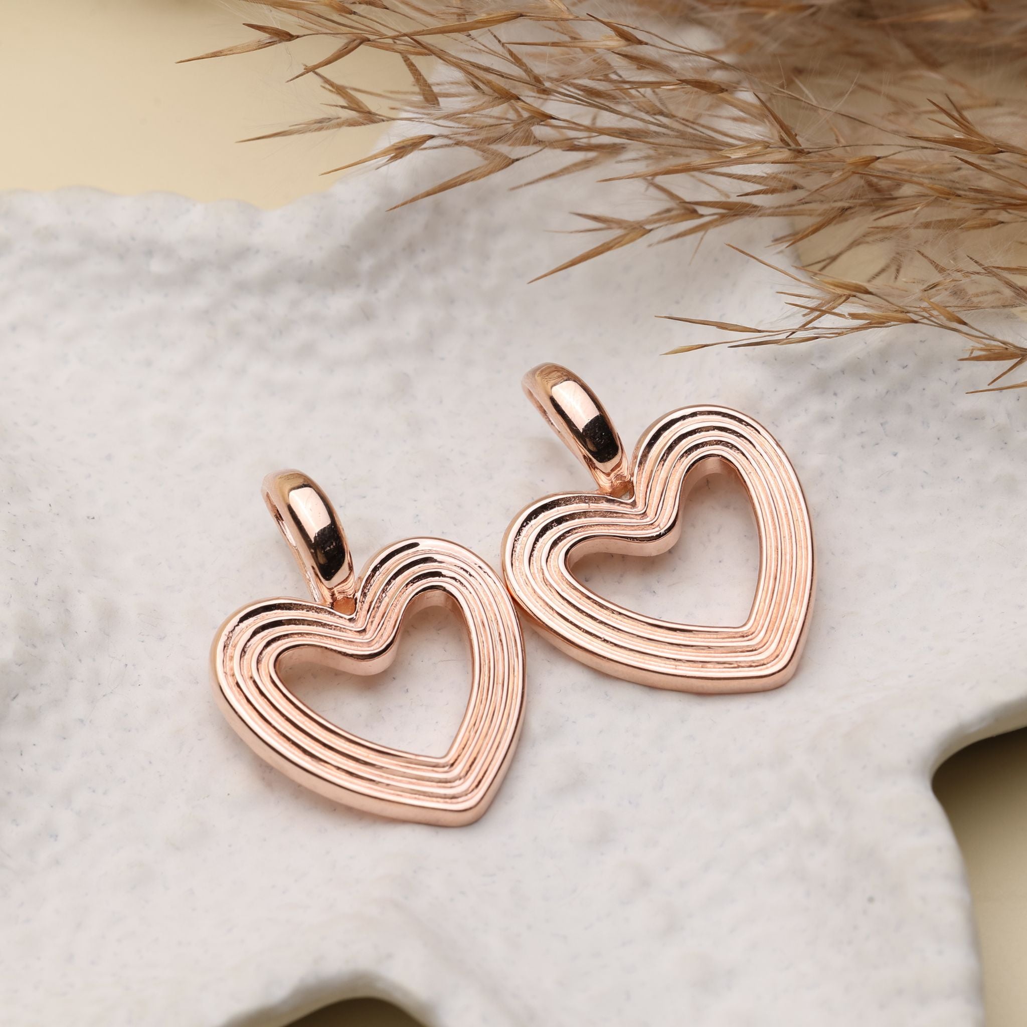 Textured Heart Stud Earrings