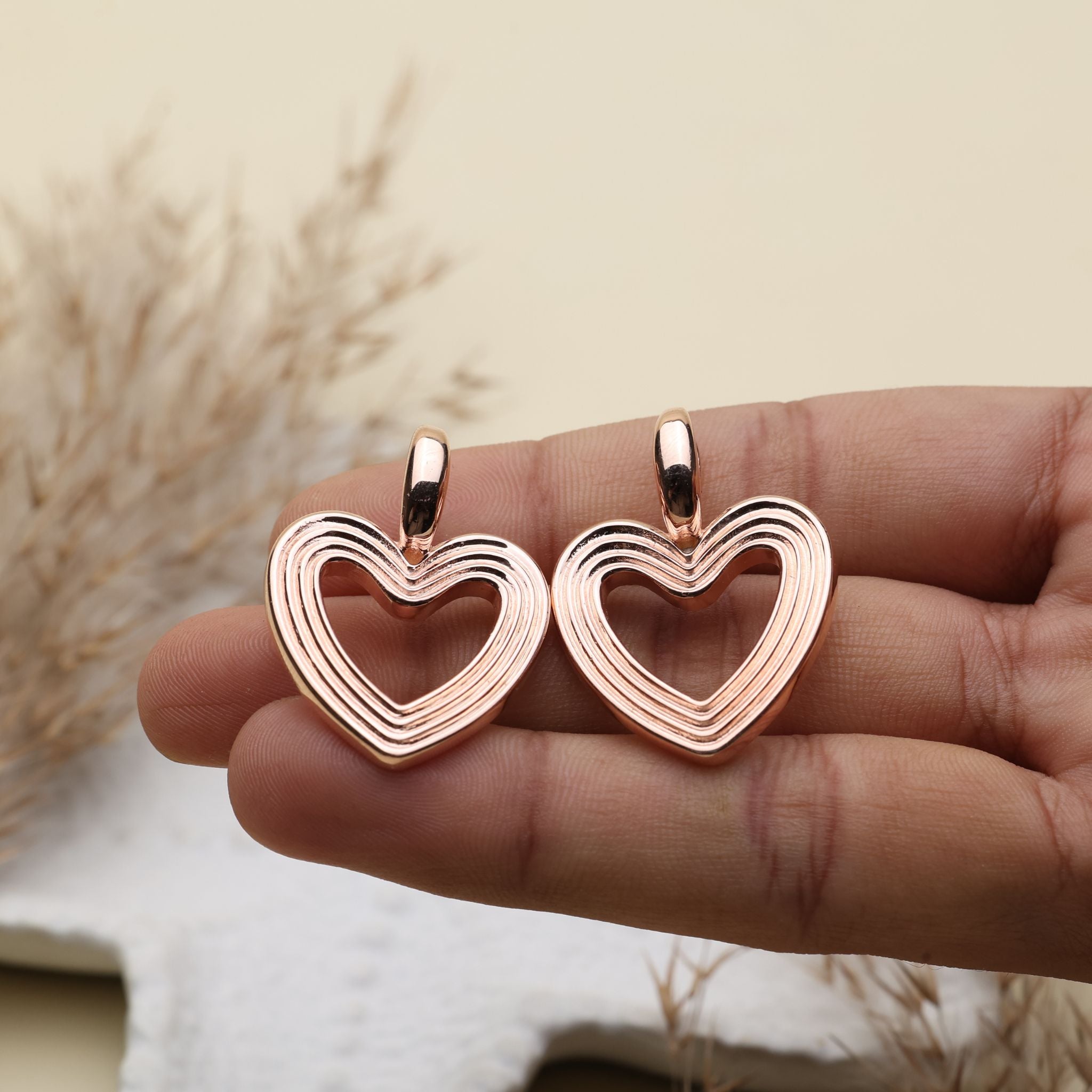 Textured Heart Stud Earrings