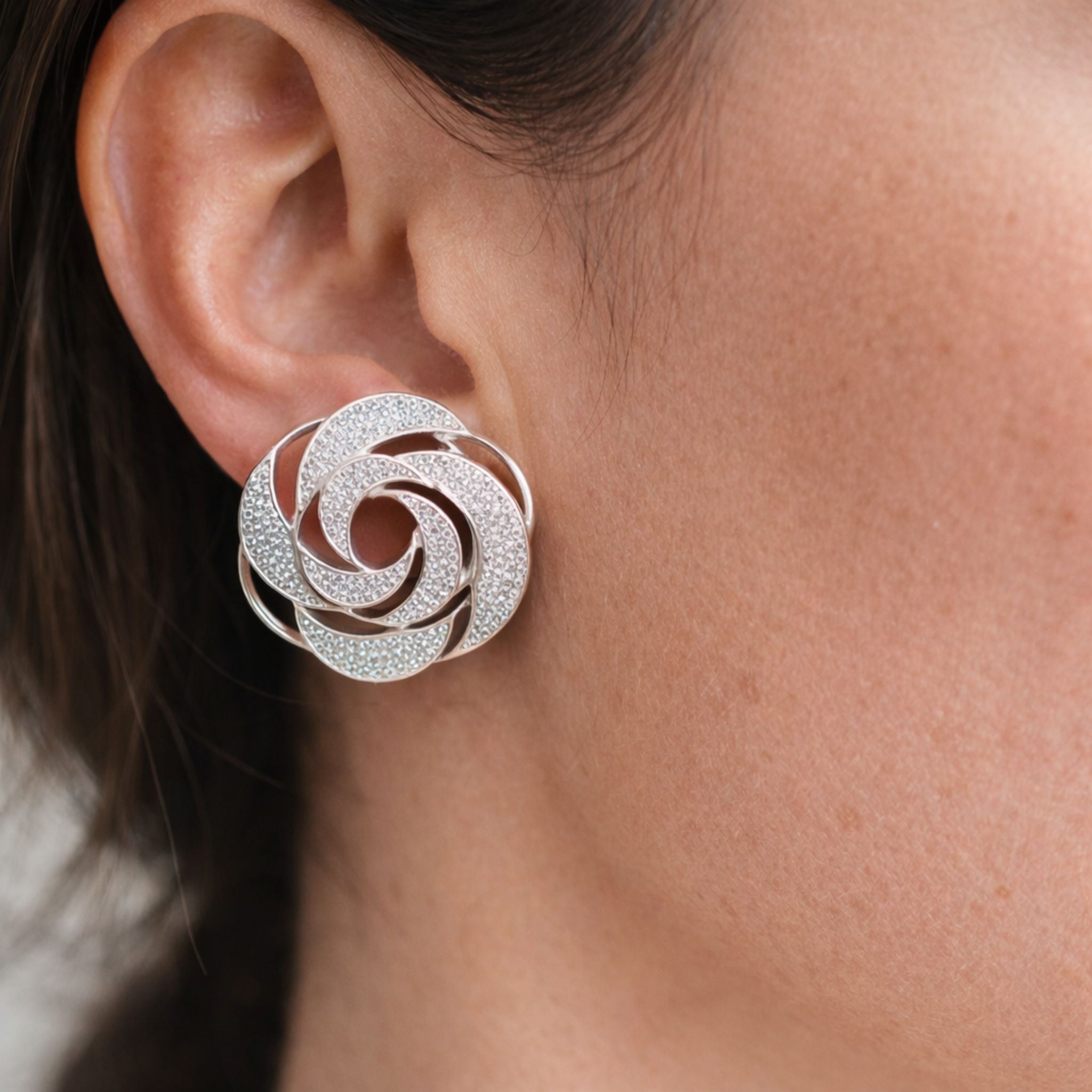 Rose Swirl Stud Earrings