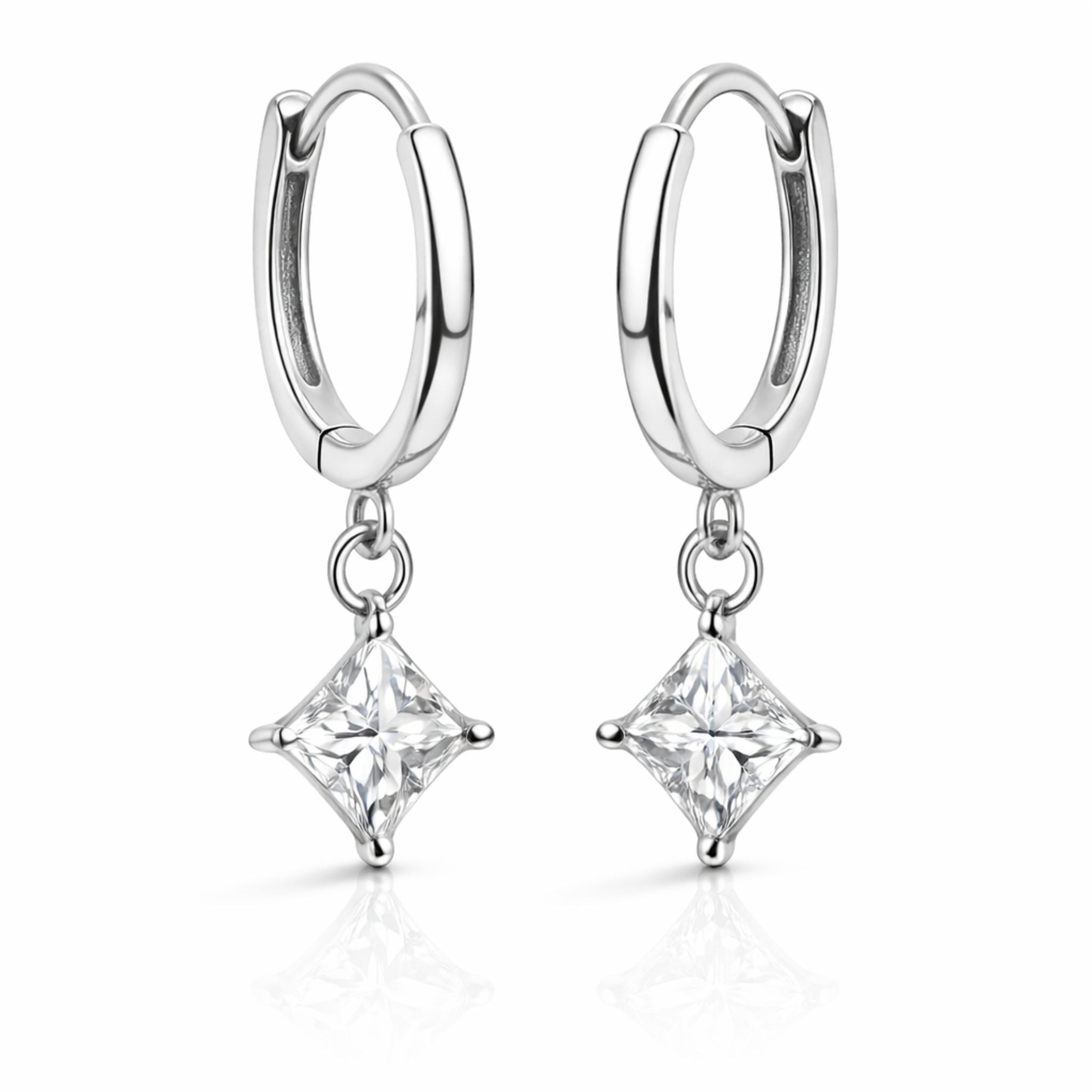 CZ Square Hoop Earrings