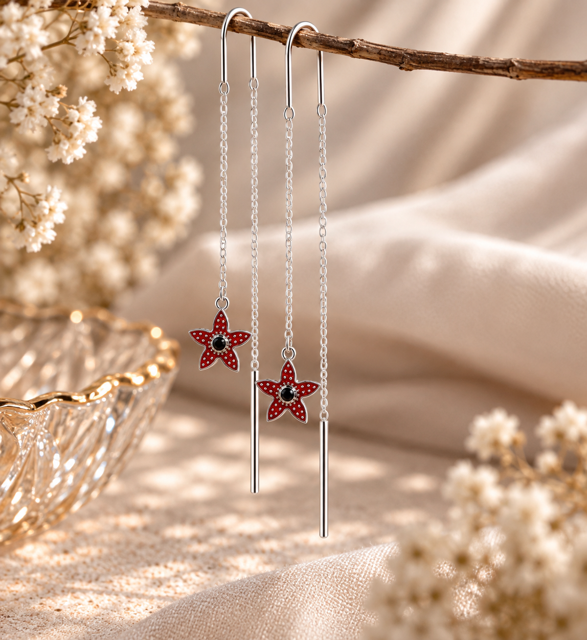 Stranger Things Demogorgon Threader Earrings