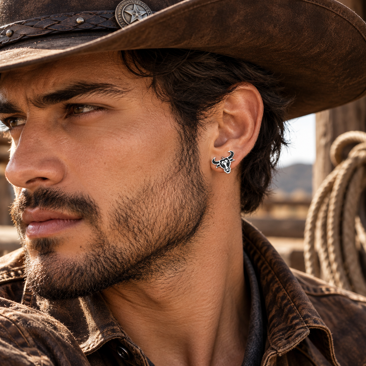 These Cow/Bull Stud Earrings feature a detailed black-and-white cow face design with contrasting enamel-style detailing making a meaningful gift for him or her.