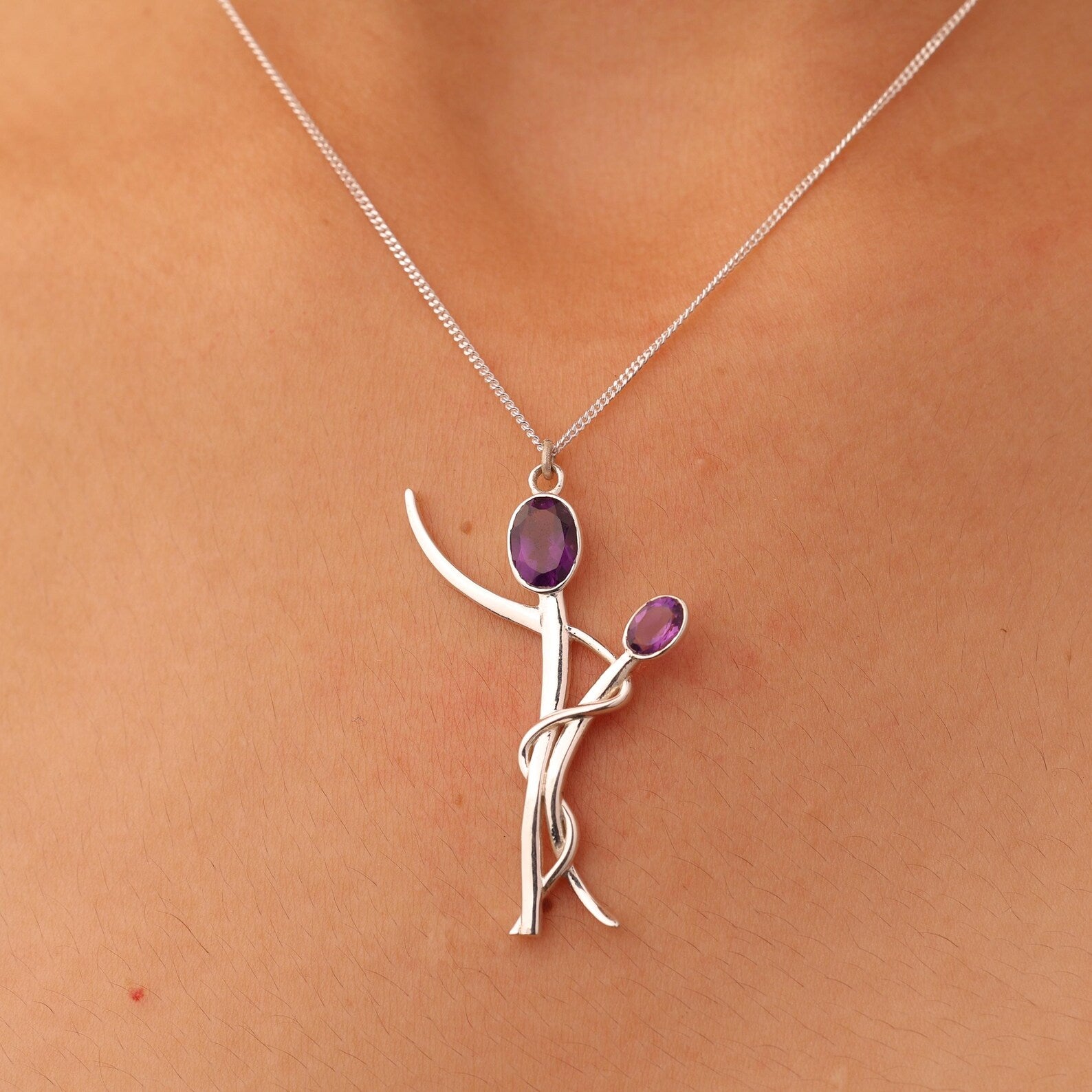 Amethyst couple pendant