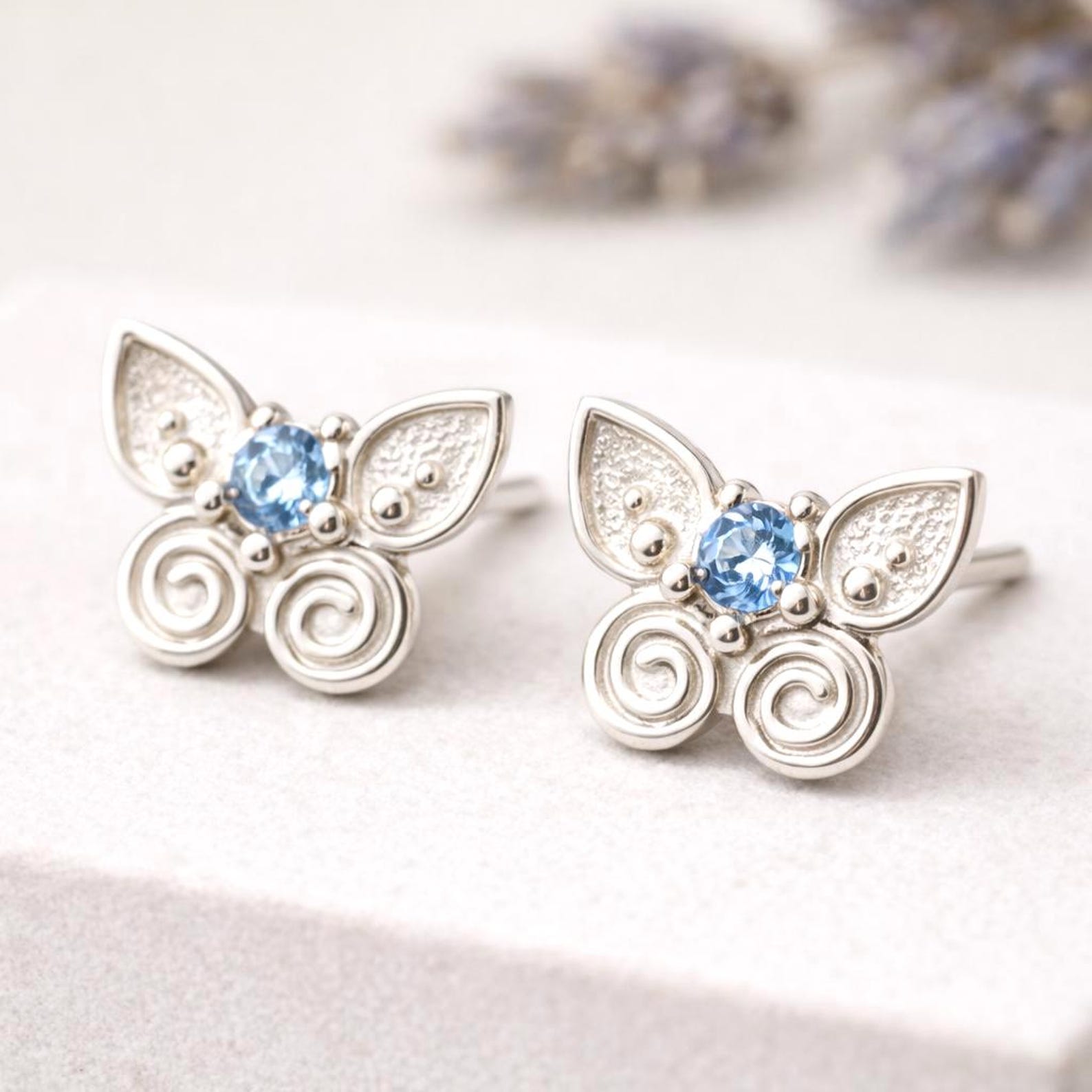Butterfly Birthstone CZ Studs