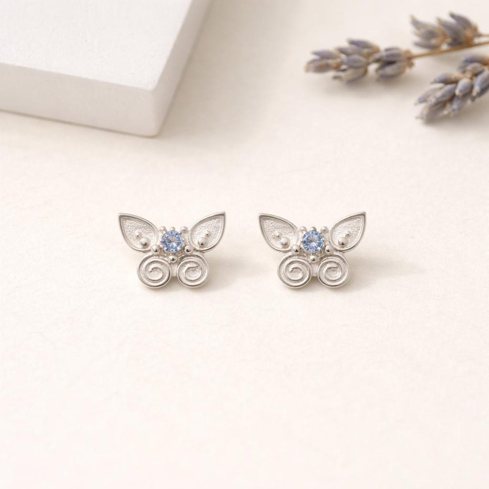 Butterfly Birthstone CZ Studs