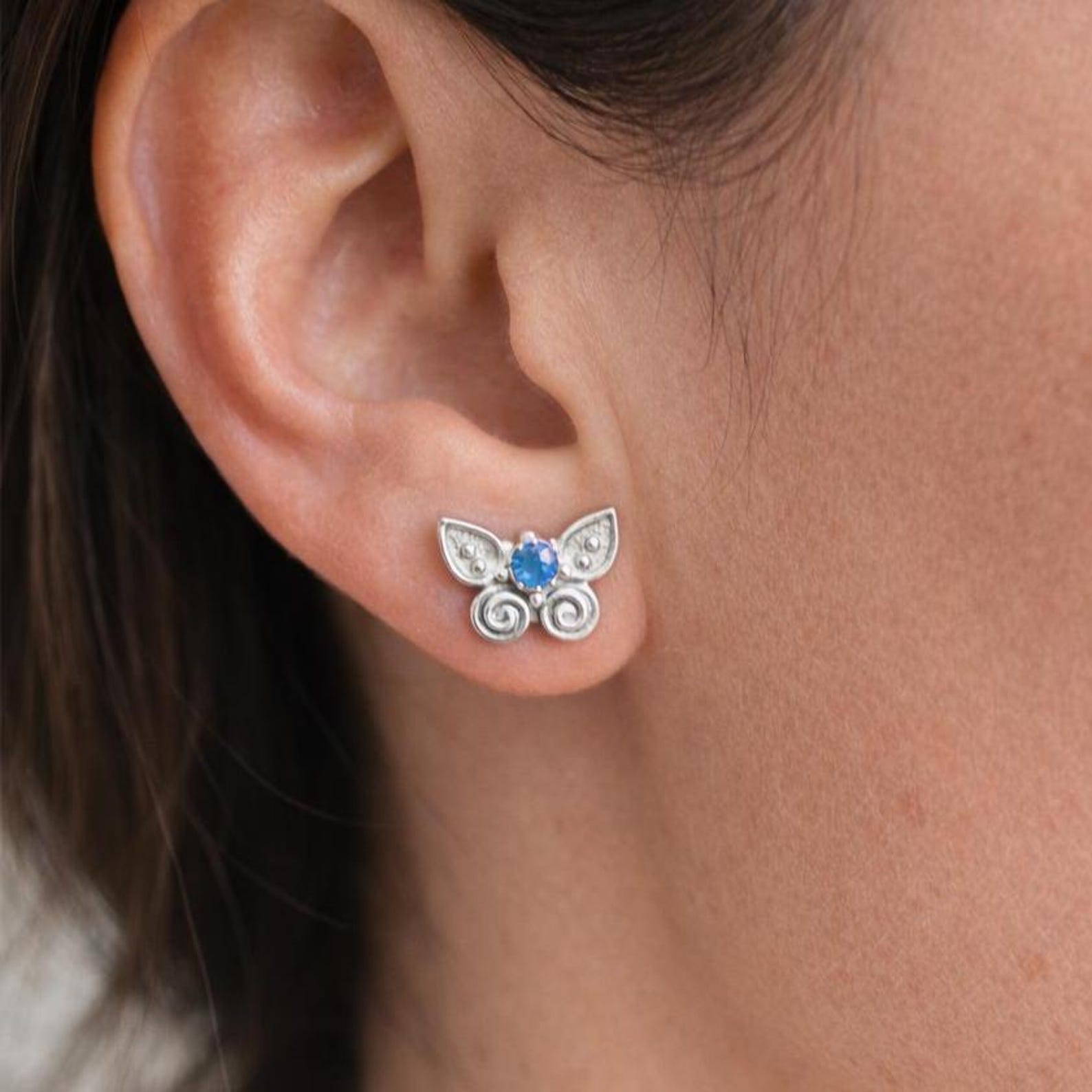 Butterfly Birthstone CZ Studs
