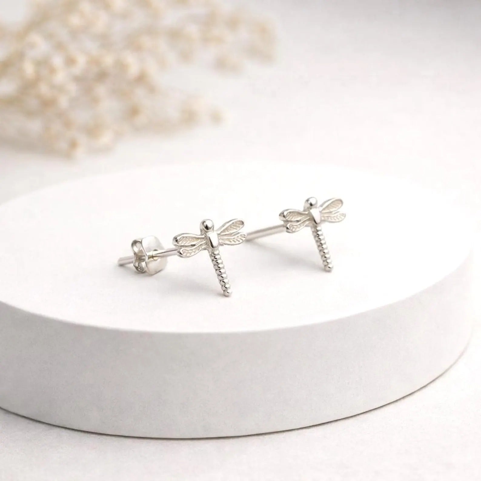Silver Dragonfly Stud Earrings