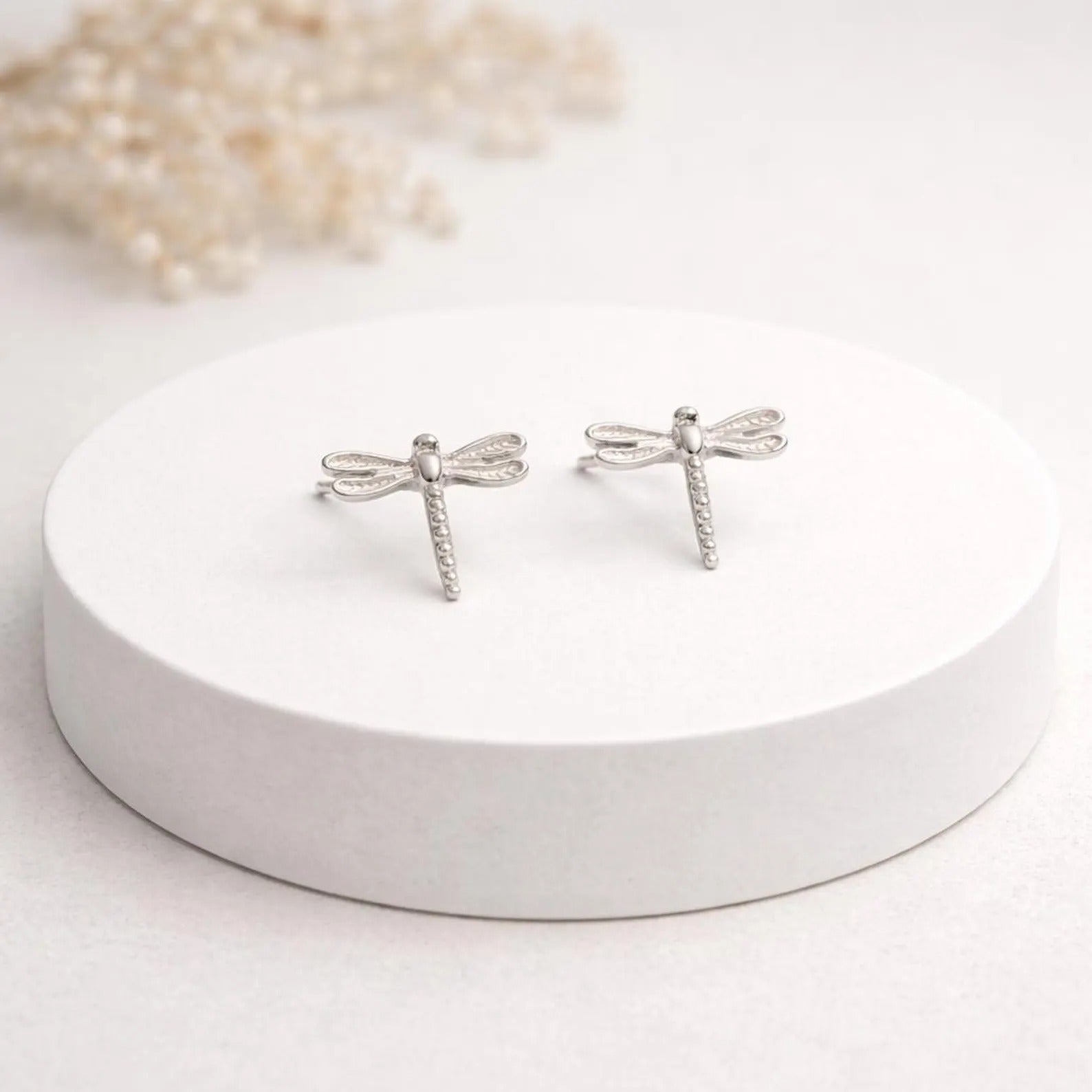 Silver Dragonfly Stud Earrings