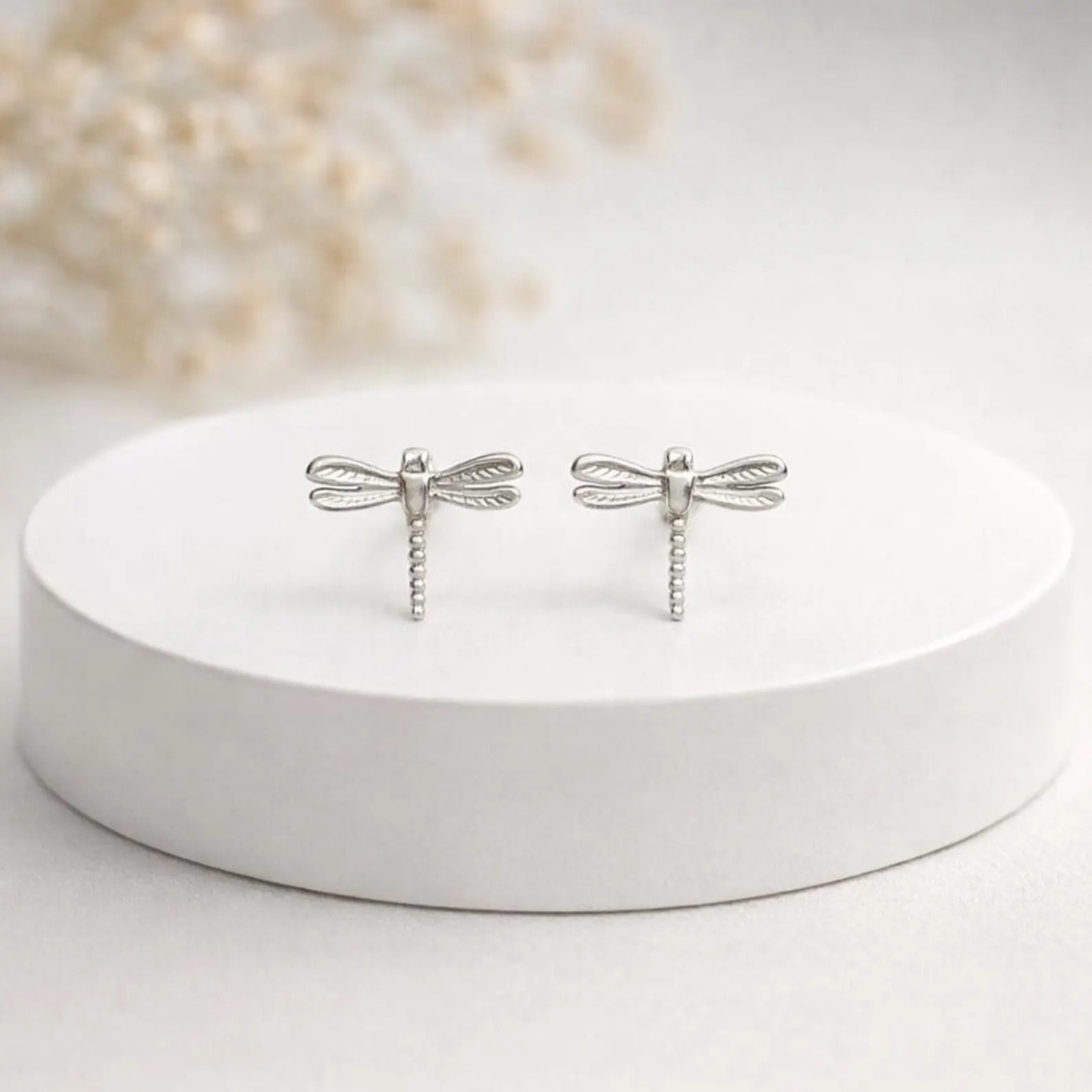 Silver Dragonfly Stud Earrings